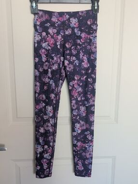 Athleta Purple Floral Print Girls' Leggings